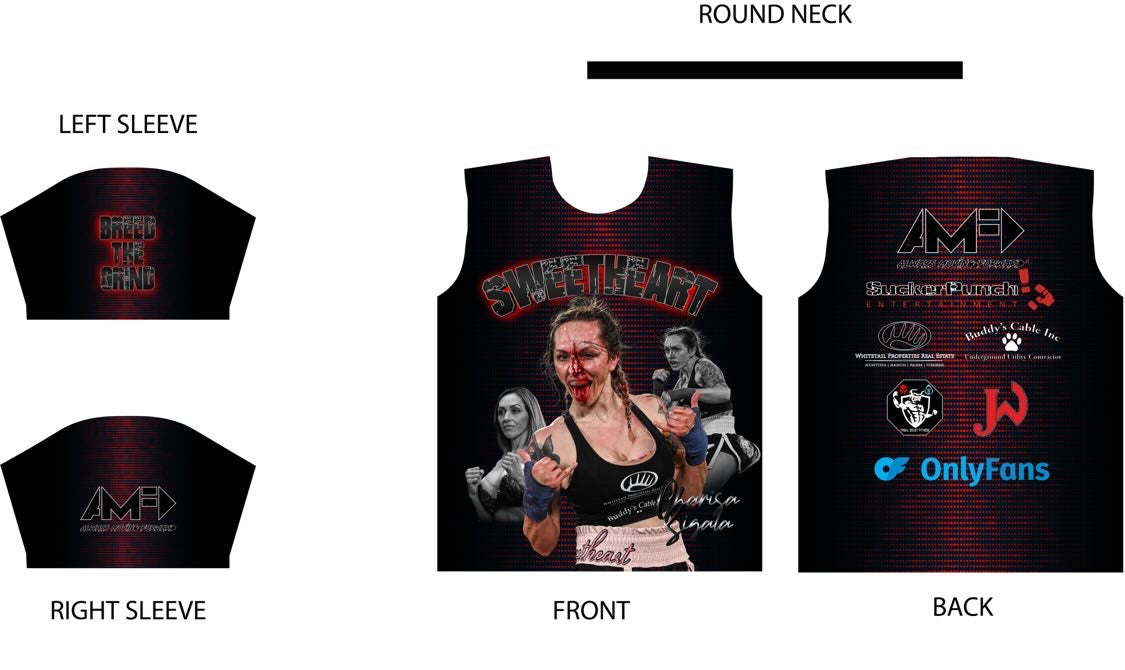 CHARISA “BAREKNUCKLE SWEETHEART” SIGALA BKFC 29 GREAT FALLS, MT WALKOUT SHIRT